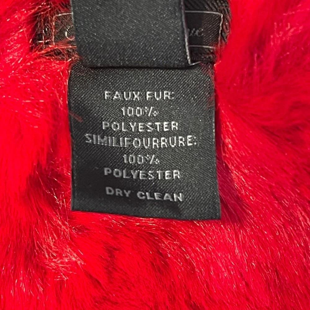 Saks Fifth Avenue Faux‎ Fur Color Block Scarf Pink Red Burgundy One Size